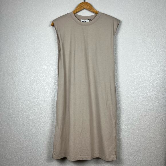 Just Female Dresses & Skirts - Just Female Womens Size XS Khaki Beijing Muscle T Shirt Mini Midi Dress Pockets